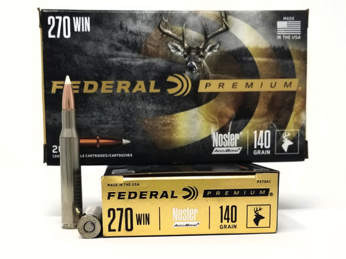 Federal 270 Win Ammunition Premium P270A1 140 Grain Nosler Accubond 20 Rounds