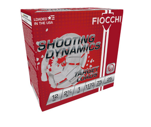 Fiocchi 12 Gauge Ammunition Shooting Dynamics 12SD1L75 Target Loads 2-3/4" #7.5 Shot 1oz 1170fps 250 Rounds
