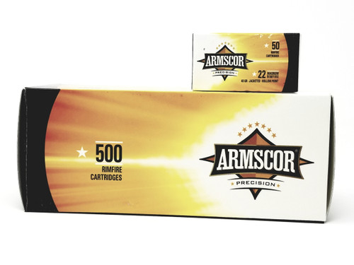 Armscor 22 WMR Ammunition Brass 40 Grain Jacketed Hollow Point Brick of 500 Rounds