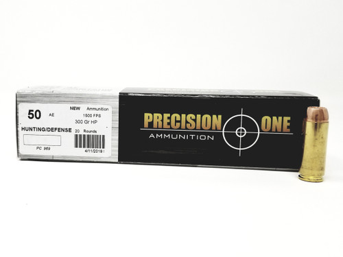 Precision One 50 AE Ammunition PONE969 300 Grain Hollow Point 20 Rounds