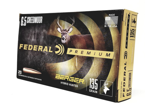 Federal 6.5 Creedmoor Ammunition P65CRDBCH1 135 Grain Berger Hybrid Hunter 20 Rounds