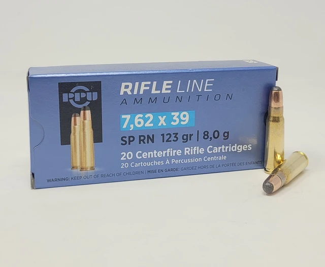 Prvi PPU 7.62x39mm Ammunition Rifle Line PP739S 123 Grain Round Nose ...