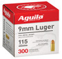 Aguila 9mm Ammunition 1E097700 115 Grain Full Metal Jacket Bulk Pack 300 Rounds