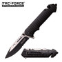 Tac-Force Black/Silver Partially Serrated Spring Assisted Knife TF916BK