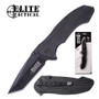 Elite Tactical Black Straight Edge Tanto Blade Spring Assisted Knife ETA1011