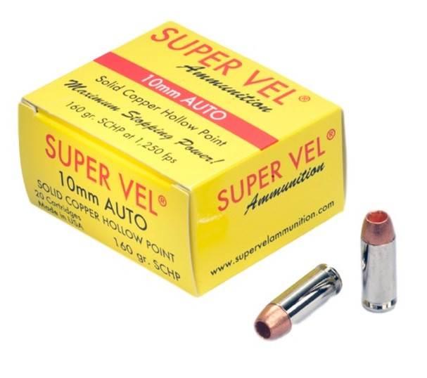 Super Vel 10mm Ammunition SVEL10MMSCHP20 160 Grain Solid Copper Hollow ...