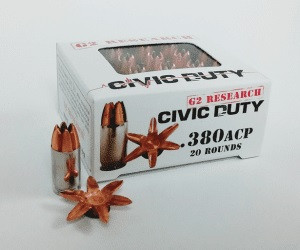 380 Auto Ammo - G2 Research Civic Duty G2CIVIC380 Lead Free Copper HP G2 Research Civic Duty G2CIVIC380 Lead Free Copper HP Ammo
