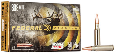 Federal 308 Winchester Ammunition P308V 150 Grain Barnes Triple-Shock X Hollow Point 20 Rounds
