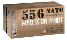 Fiocchi 5.56 NATO Ammunition Shooting Dynamics 556M193L 55 Grain Full Metal Jacket CASE 1000 Rounds