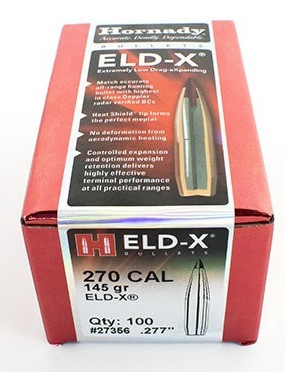 Hornady ELDX 270 Caliber 277 Dia Reloading Bullets H27356 145 Grain 100 Pieces