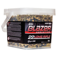 CCI Blazer 22 LR Ammunition 10025 38 Grain Lead Round Nose Bucket 1500 Rounds