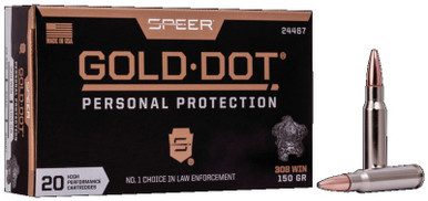 CCI 308 Win Ammunition Speer Gold Dot CCI24467 150 Grain Soft Point 20 rounds