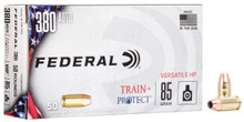 Federal 380 Auto Ammunition Train and Protect TP380VHP1 85 Grain Versatile Hollow Point 50 Rounds