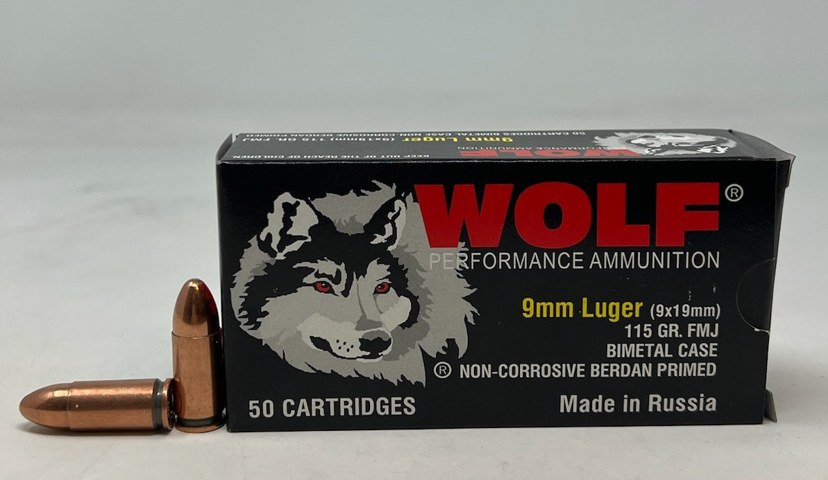 Wolf Performance Luger Bi-Metal Steel FMJ Ammo