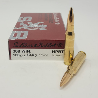 Sellier & Bellot 308 Win Ammunition SB308G 168 Grain Boat Tail Hollow Point 20 Rounds