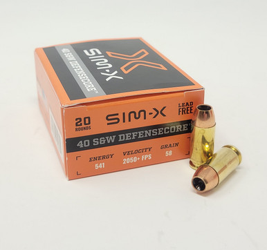 SIMX 40 S&W Ammunition SIMX25269 58 Grain DefenseCore Lead Free Hollow Point 20 Rounds