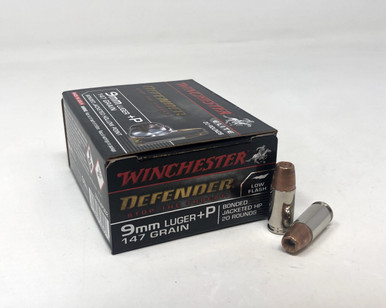 Winchester 9mm Luger +P Ammunition 147 Grain Bonded Jacketed Hollow Point S9MMPDB2 20 Rounds