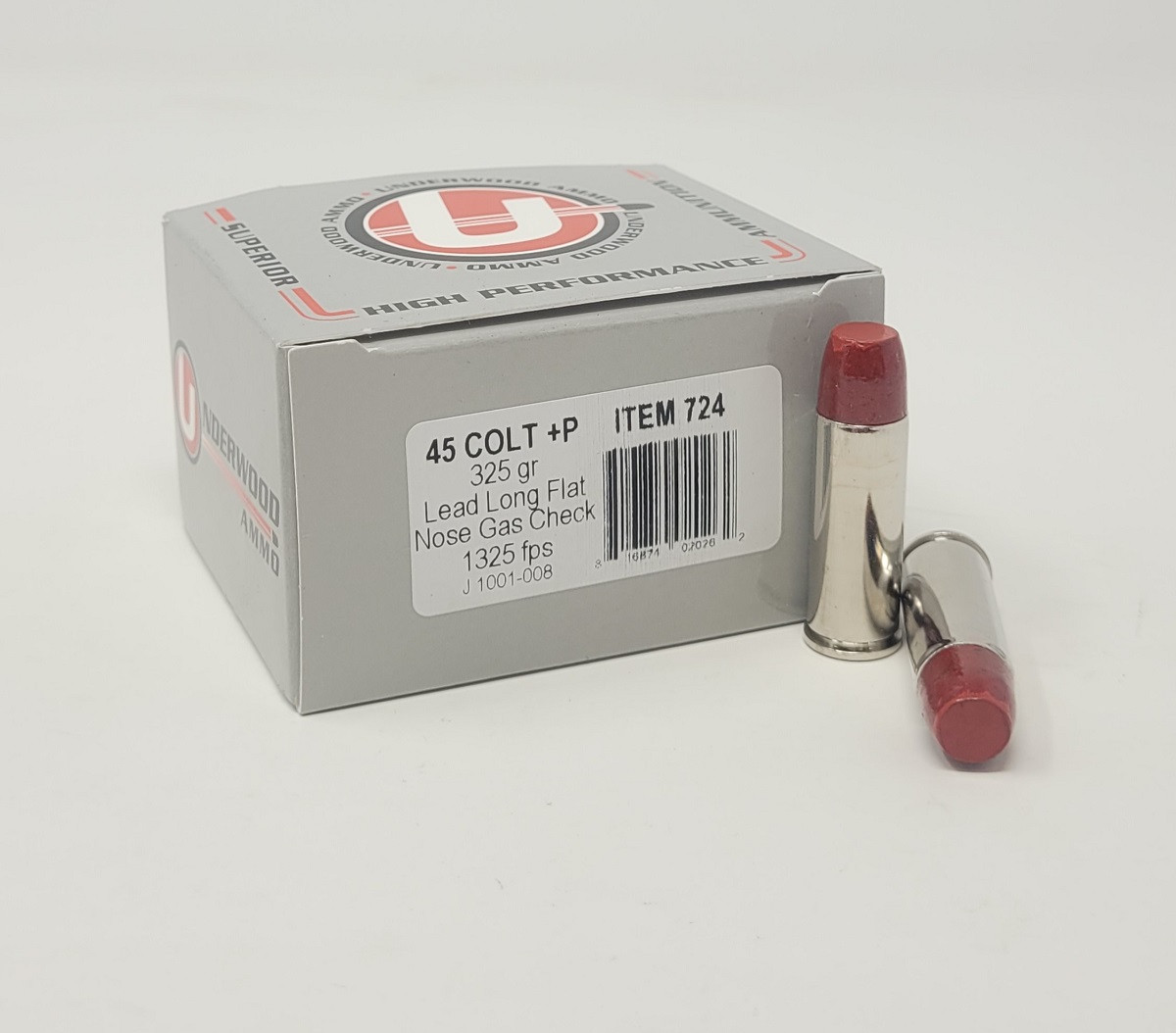 45 Colt Ammo - Underwood Ammo Hard Cast Coated Long Flat Nose Gas Check +P Underwood Hard Cast Coated Long Flat Nose Gas Check +P Ammo