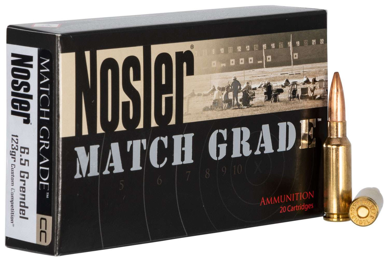 6.5mm Grendel Ammo - Nosler Match Grade Ammo Boat Tail HP Nosler Match Grade Boat Tail HP Ammo