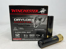 Winchester 12 Gauge Drylok Super Steel Ammunition XSM12L2 #2 Plated Steel Shot 3-1/2" 1-9/16oz 1300fps 25 Rounds