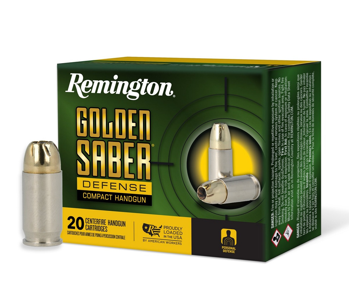 Remington Golden Saber Defense Compact Brass HP JHP Ammo