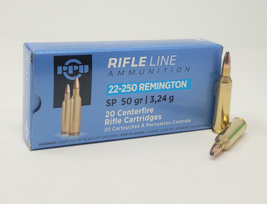 Prvi PPU 22-250 Rem Ammunition Rifle Line PP22250SP2 50 Grain Soft ...