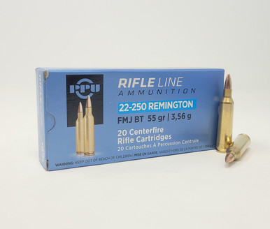 Prvi PPU 22-250 Rem Ammunition Rifle Line PP22250FMJ 55 Grain Full ...