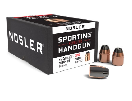 Nosler 45 Colt 451 Dia Reloading Bullets Sporting Handgun NOS43013 250 Grain Jacketed Hollow Point 100 Pieces