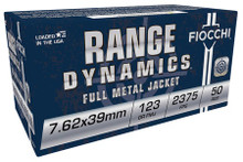 Fiocchi 7.62x39mm Ammunition Range Dynamics FI762X39A 123 Grain Full Metal Jacket 50 Rounds