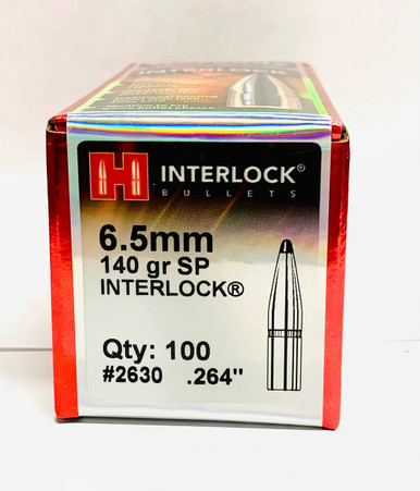 Hornady 6.5mm (.264 Dia) Reloading Bullets H2630 140 Grain Interlock ...