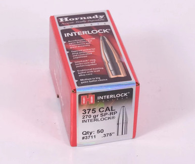 Hornady 375 Cal (.375 Dia) Reloading Bullets H3711 270 Grain Interlock ...