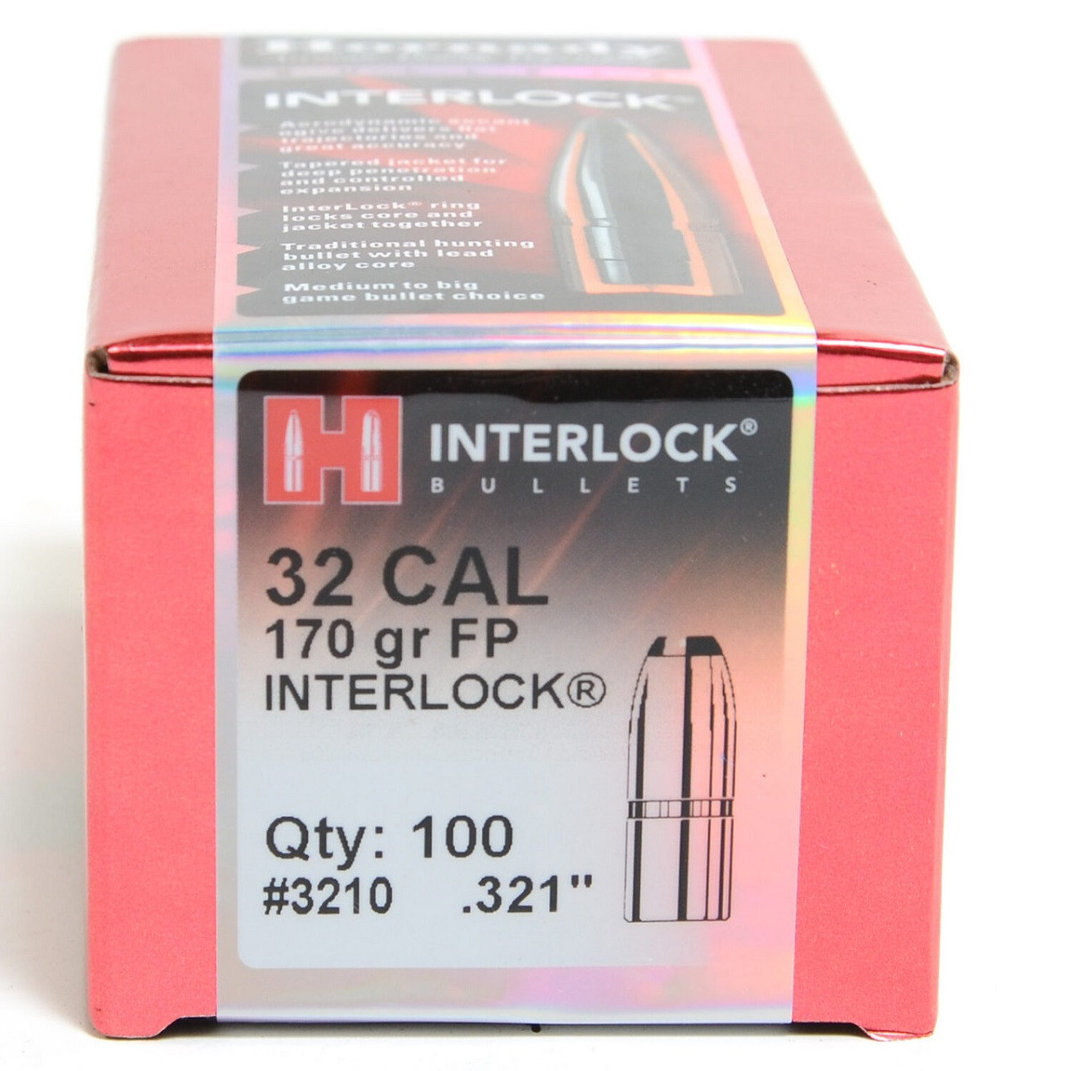 Hornady 32 Cal 321 Dia Reloading Bullets H3210 170 Grain Interlock Flat Soft Point 100 Pieces