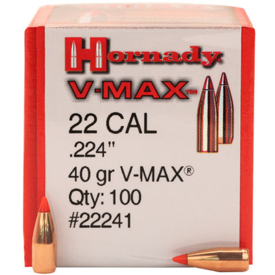 2 Inch Bullets Hornady 22 Cal (.224 Dia) Reloading Bullets H22241 40 Grain V-Max 100 ...