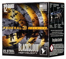 Federal Premium 12 Gauge Ammunition Black Cloud FS Steel Waterfowl PWBXH143BB 3" BB Shot 1-1/8oz 1635fps 25 Rounds