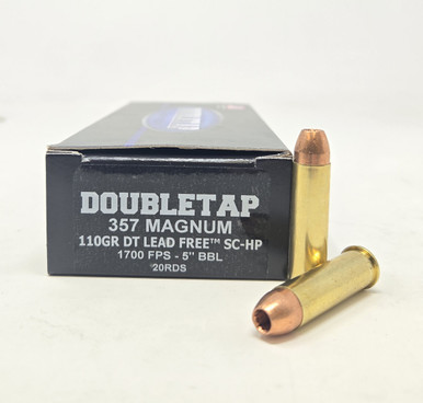 DoubleTap 357 Mag Ammunition Lead Free 357M110X 110 Grain Solid Copper ...