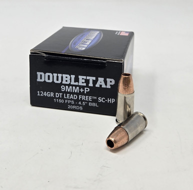 DoubleTap 9mm +P Ammunition Lead Free 9MM124X 124 Grain Solid
