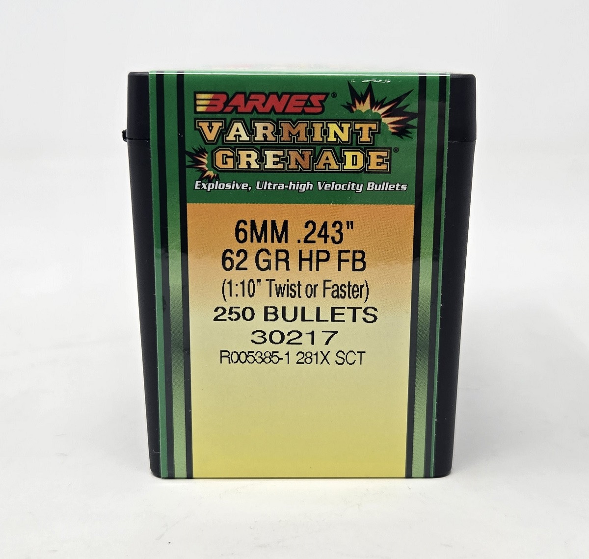 Barnes 6mm (.243 Dia) Reloading Bullets Varmint Grenade Copper B30217 62 Grain Frangible Hollow Point 250 Pieces