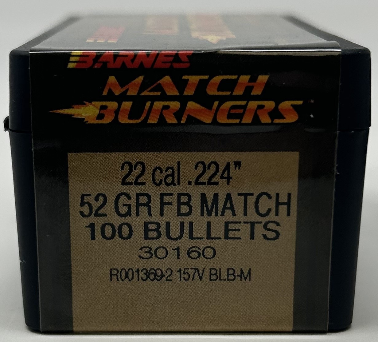Barnes 22 Cal (.224 Dia) Reloading Bullets Match Burner B30160 52 Grain Flat Base Hollow Point 100 Pieces