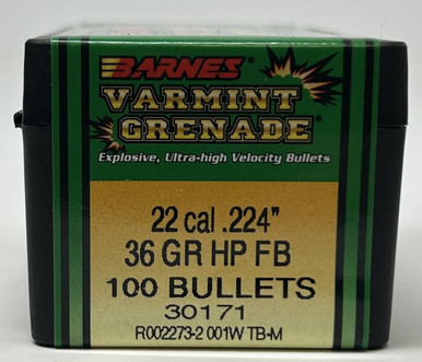 Barnes 22 Cal (.224 Dia) Reloading Bullets Varmint Grenade Copper ...