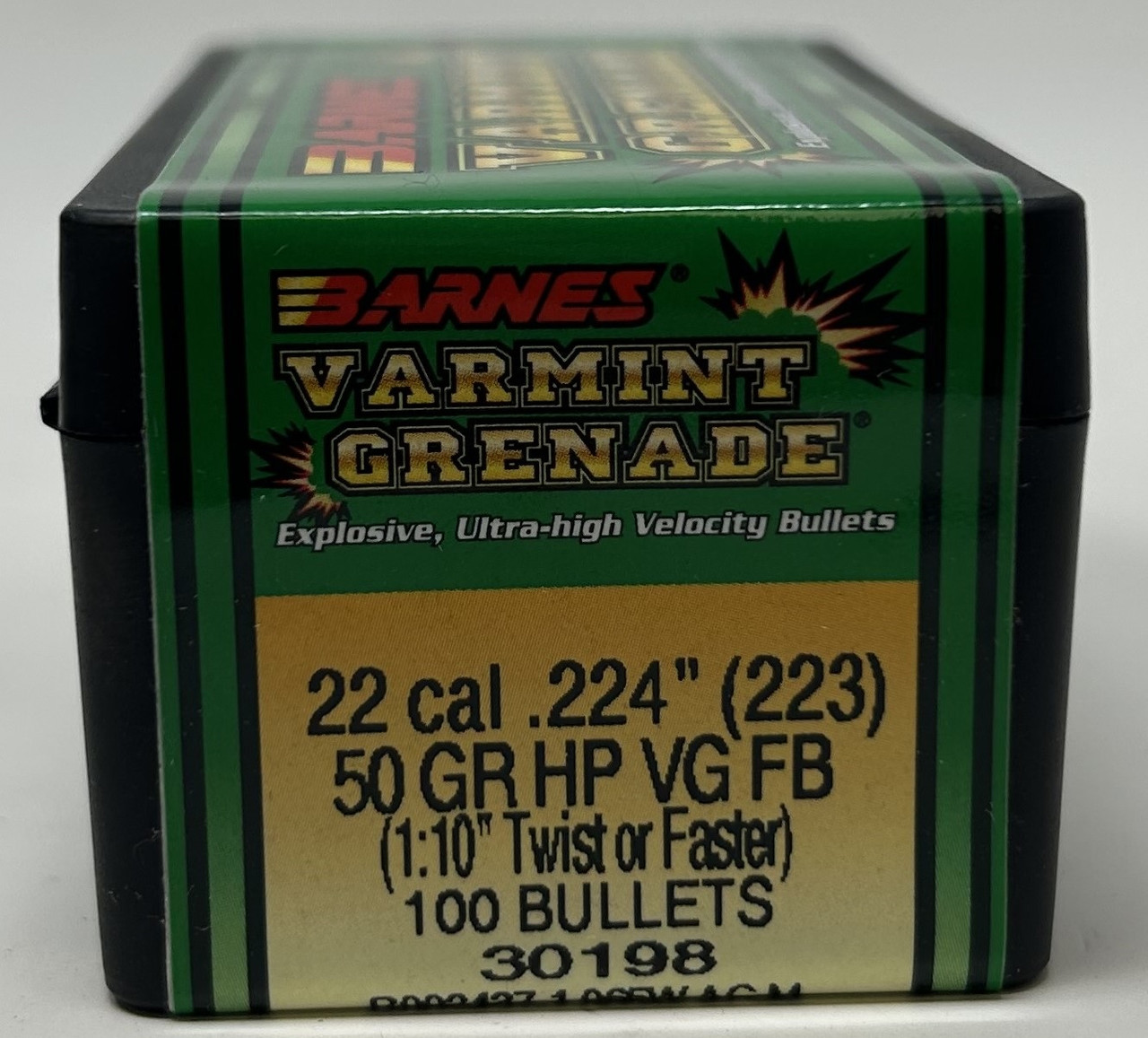 Barnes 22 Cal (.224 Dia) Reloading Bullets Varmint Grenade Copper B30198 50 Grain Frangible Hollow Point 100 Pieces