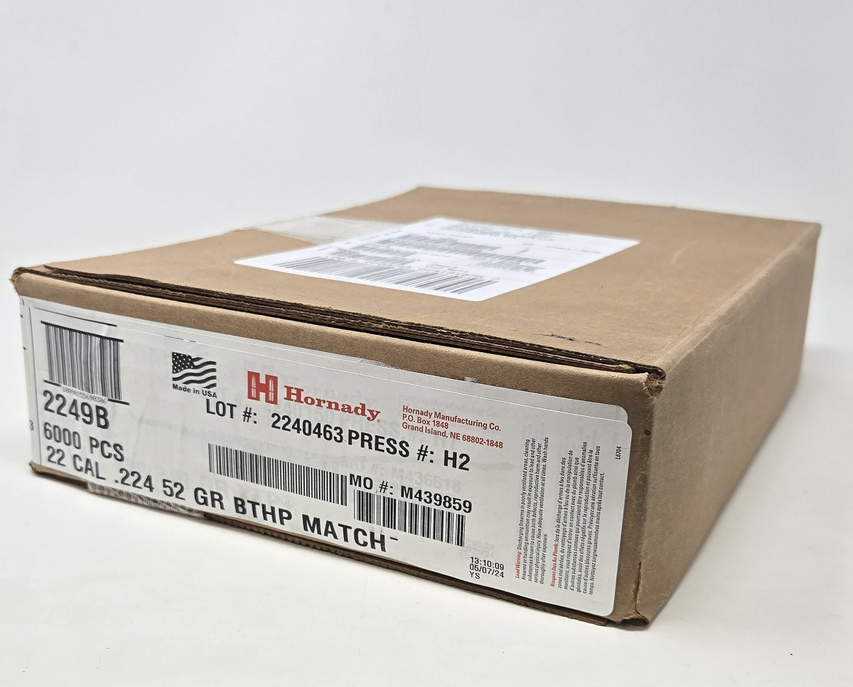 Hornady 22 Cal (.224 Dia) Reloading Bullets H2249B 52 Grain Boat Tail Hollow Point Match 6000 Pieces