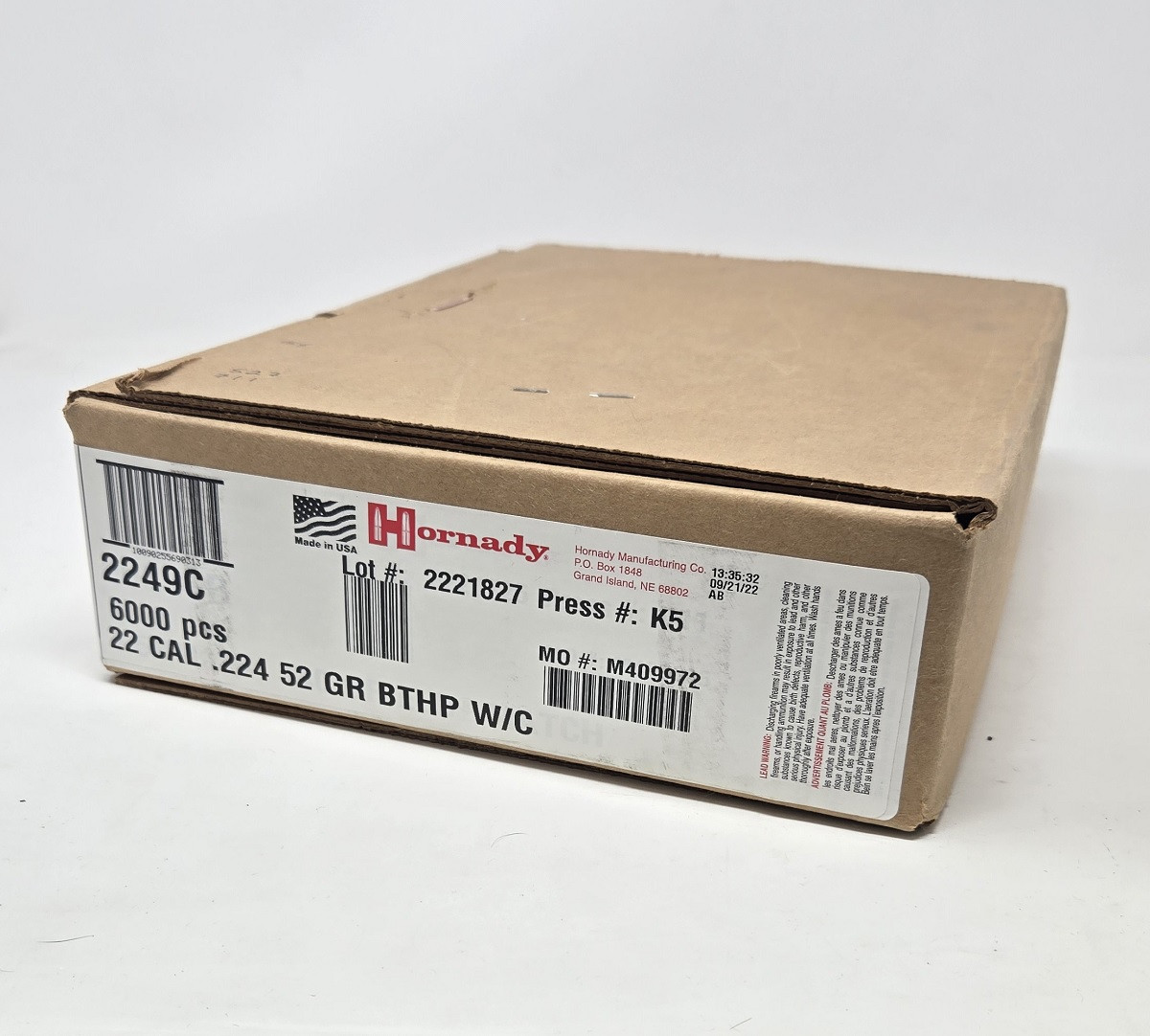 Hornady 22 Cal (.224 Dia) Reloading Bullets HRN2249C 52 Grain Boat Tail Hollow Point Match With Cannelure 6000 Pieces