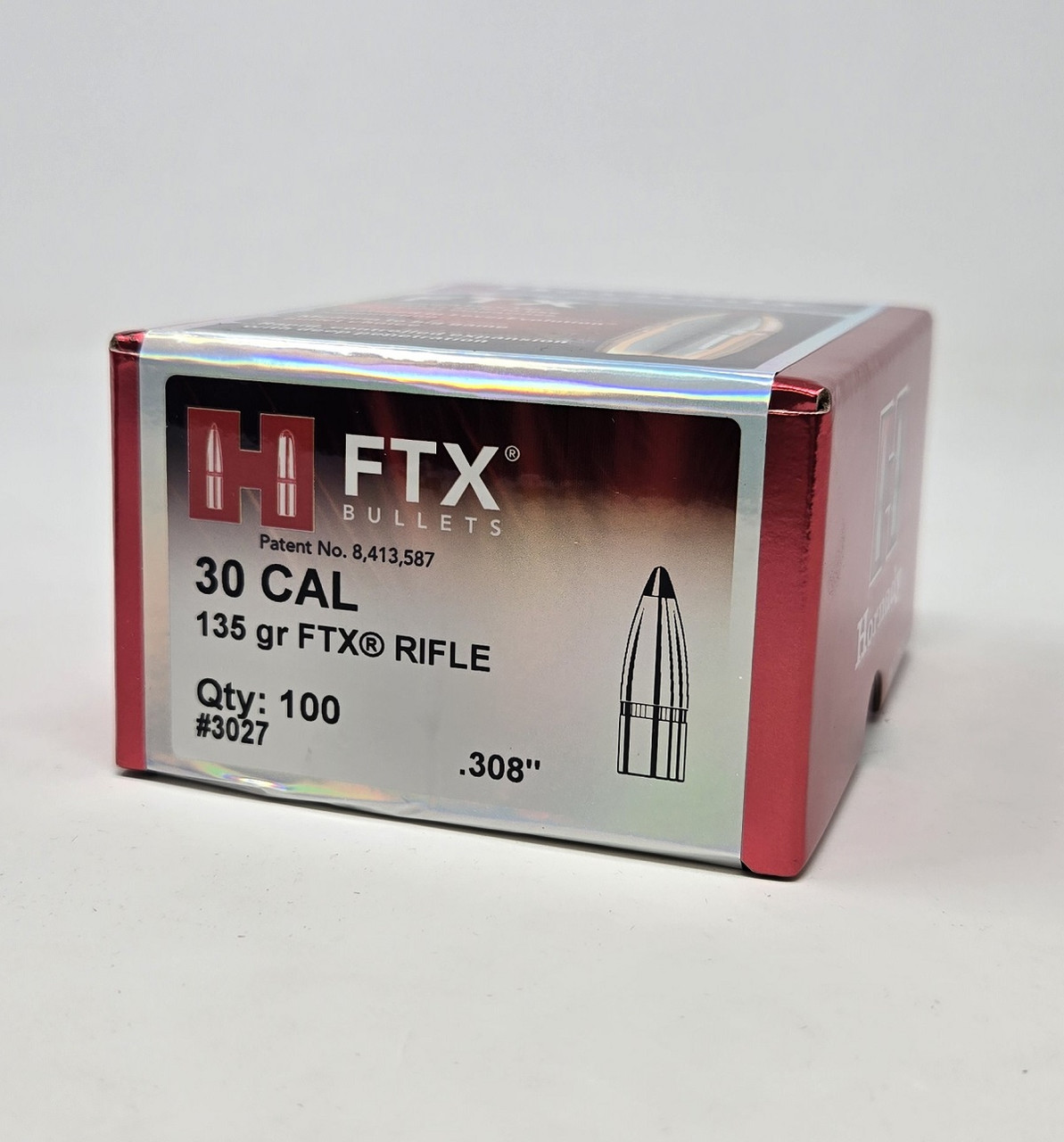Hornady 30 Cal (.308 Dia) Reloading Bullets H3027 135 Grain FTX 100 Pieces