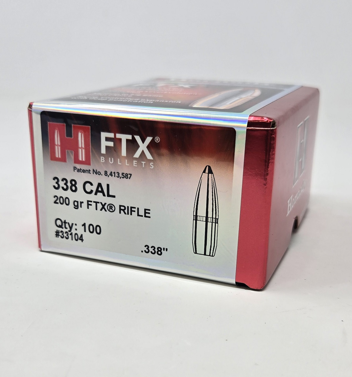 Hornady 338 Cal 338 Dia Reloading Bullets For 338 Marlin Express H33104 200 Grain FTX 100 Pieces