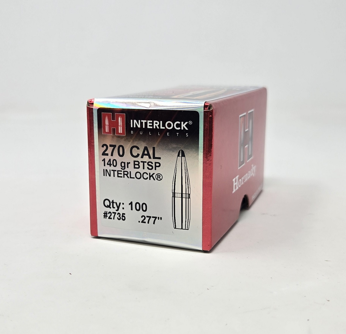 Hornady 270 Cal 277 Dia Reloading Bullets H2735 140 Grain Interlock Boat Tail Soft Point 100 Pieces