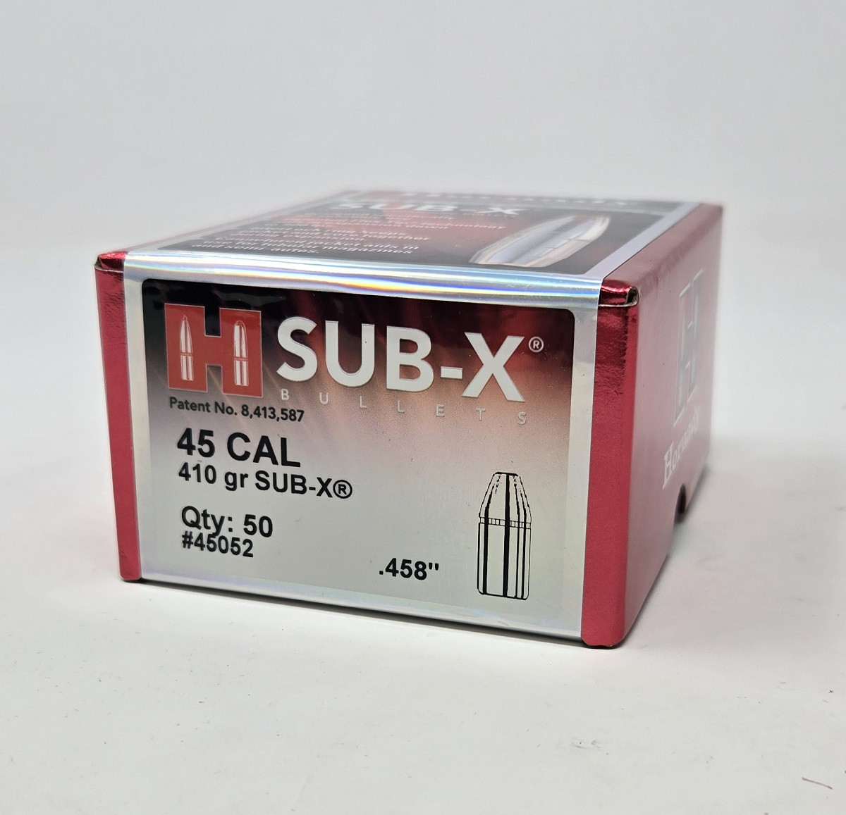 Hornady 45 Cal (.458 Dia) Reloading Bullets H45052 410 Grain Sub-X 50 Pieces
