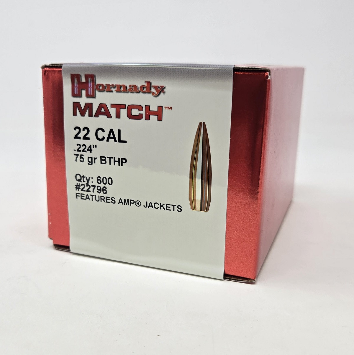 Hornady 22 Cal (.224 Dia) Reloading Bullets H22796 75 Grain Boat Tail Hollow Point 600 Pieces