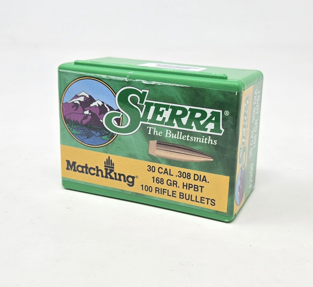 Sierra 30 Cal762mm 308 Dia Reloading Bullets Matchking SRAA2200 168 Grain Hollow Point Boat Tail 100 Pieces