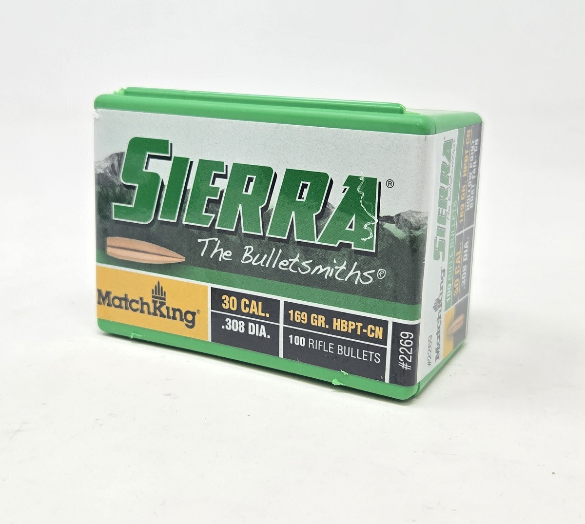 Sierra 30 Cal762mm 308 Dia Reloading Bullets Matchking SRAA2269 169 Grain Hollow Point Boat Tail 100 Pieces