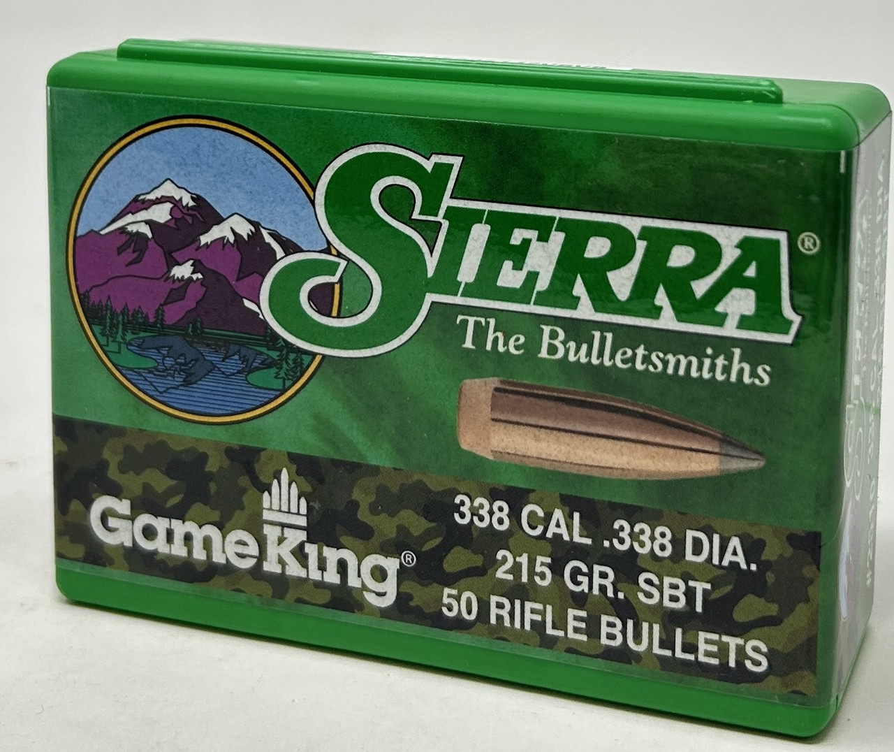 Sierra 338 Cal 338 Dia Reloading Bullets Gameking SRAA2610 215 Grain Boat Tail Spitzer Soft Point 50 Pieces